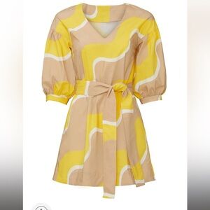 Chino & Parker Yellow Wave Printed Dress